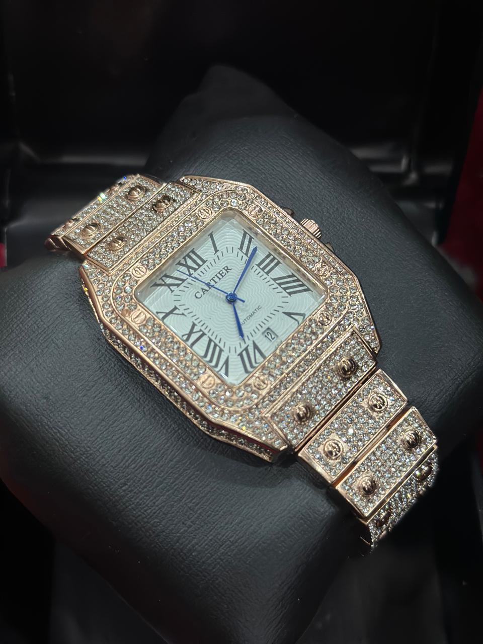 Cartier Crystal Diamond Watch Rose Gold