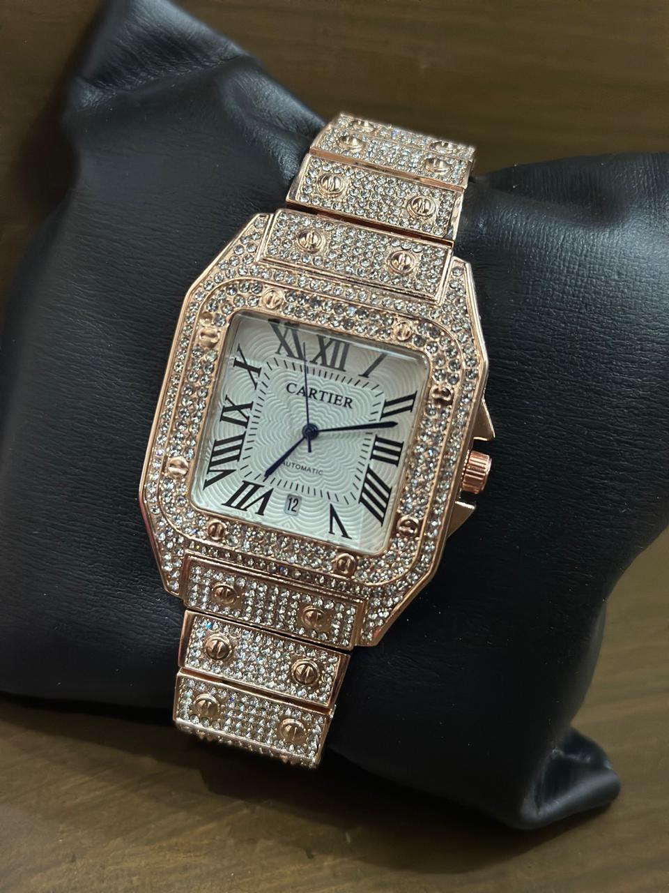 Cartier Crystal Diamond Watch Rose Gold