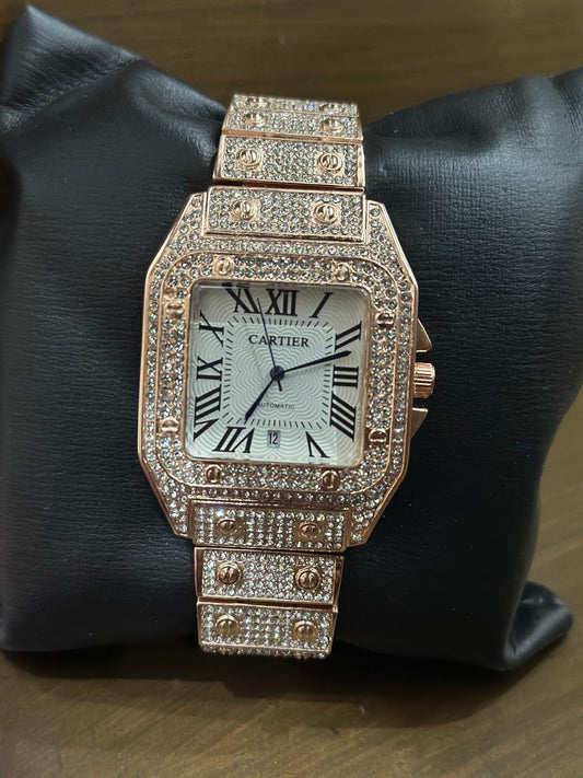 Cartier Crystal Diamond Watch Rose Gold